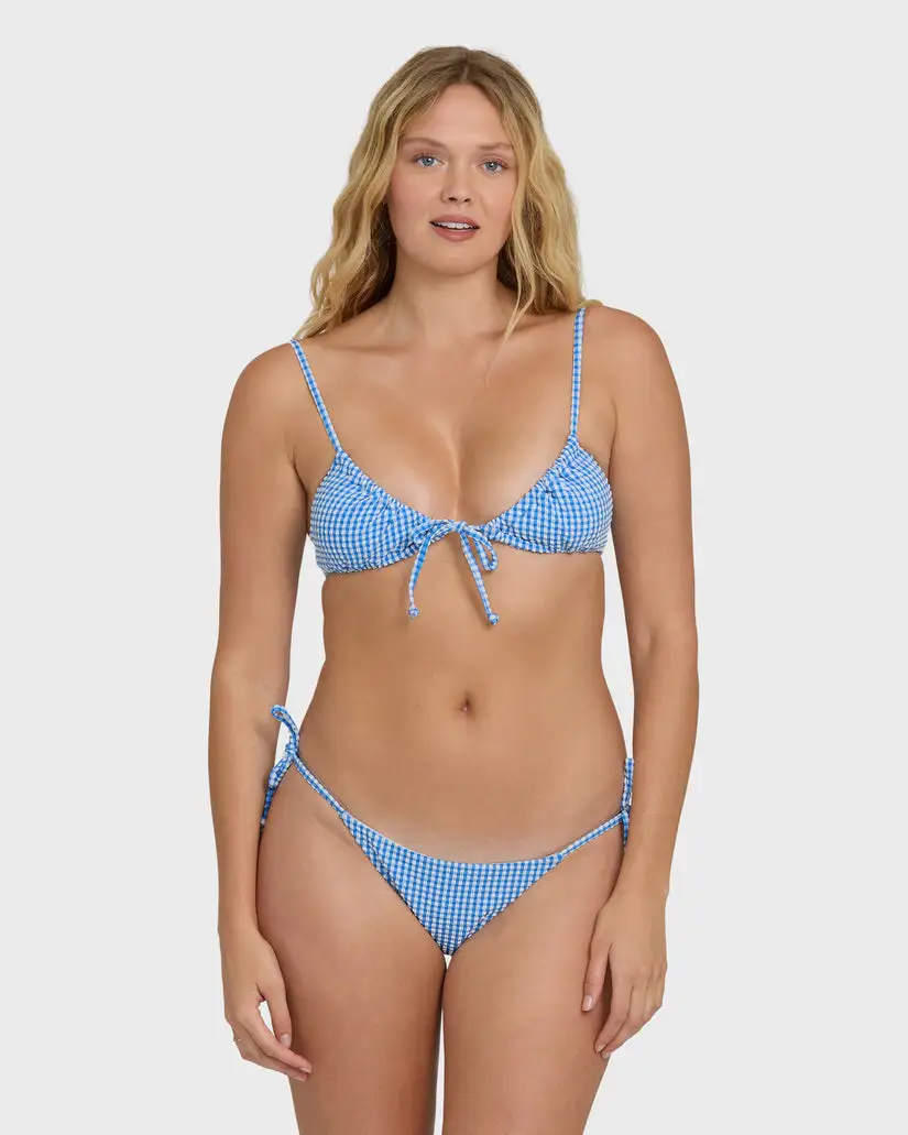 Billabong Womens Bikini Bottoms Mini Wave Check Tie-Side Tanga - Image 2