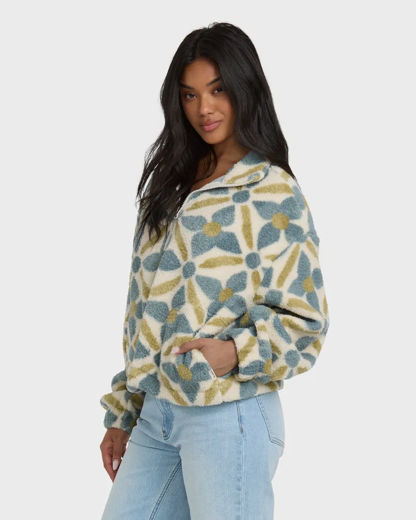 Billabong Womens Jacket All The Time Sherpa Half Zip Sweatshirt - Image 3