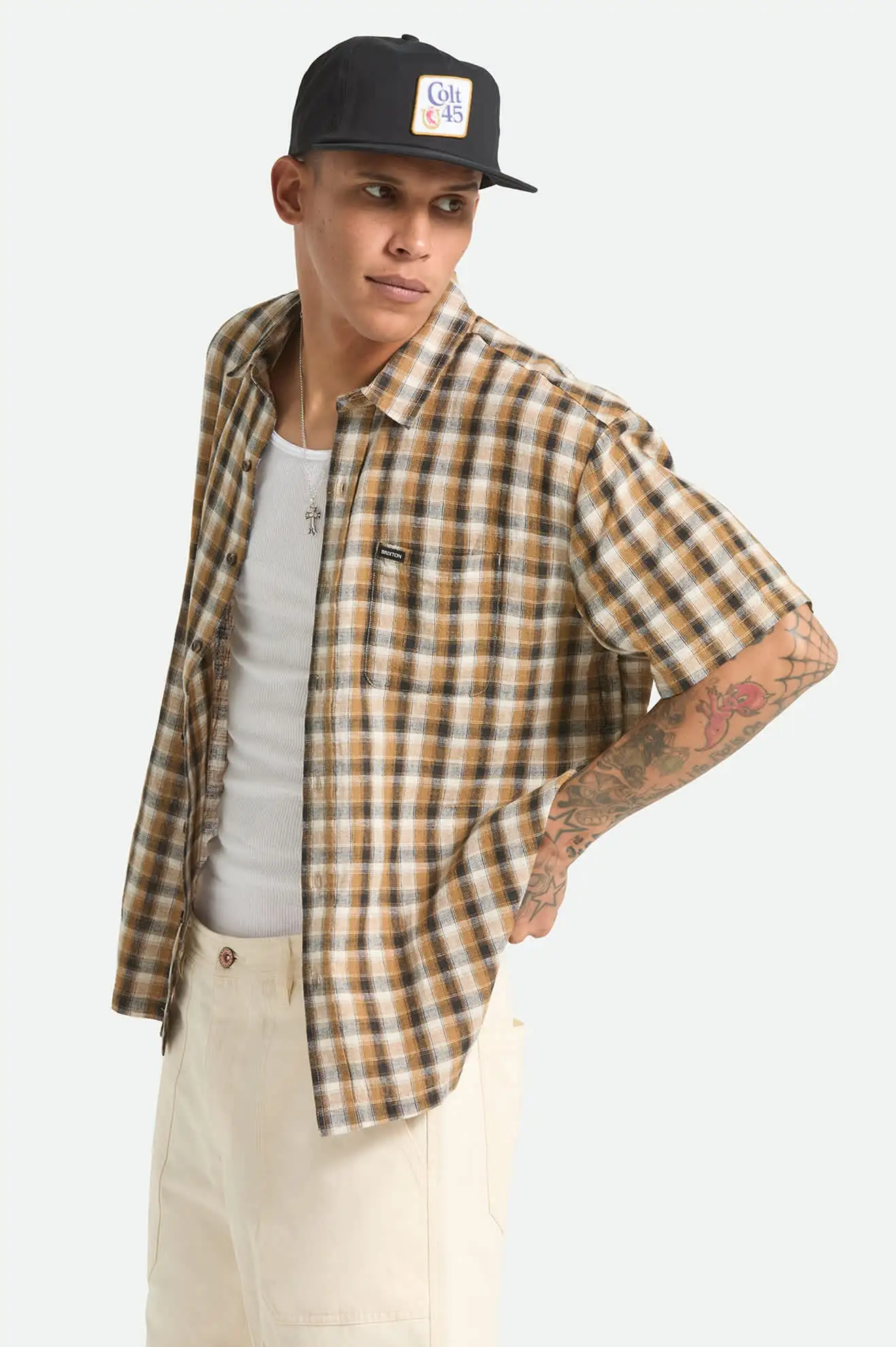 Brixton Mens Woven Cru Linen Blend Plaid - Image 12
