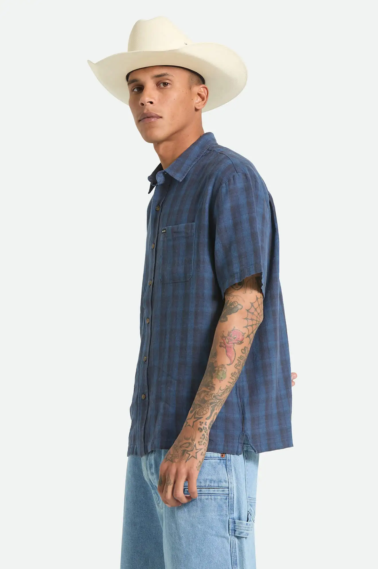 Brixton Mens Woven Cru Linen Blend Plaid - Image 3