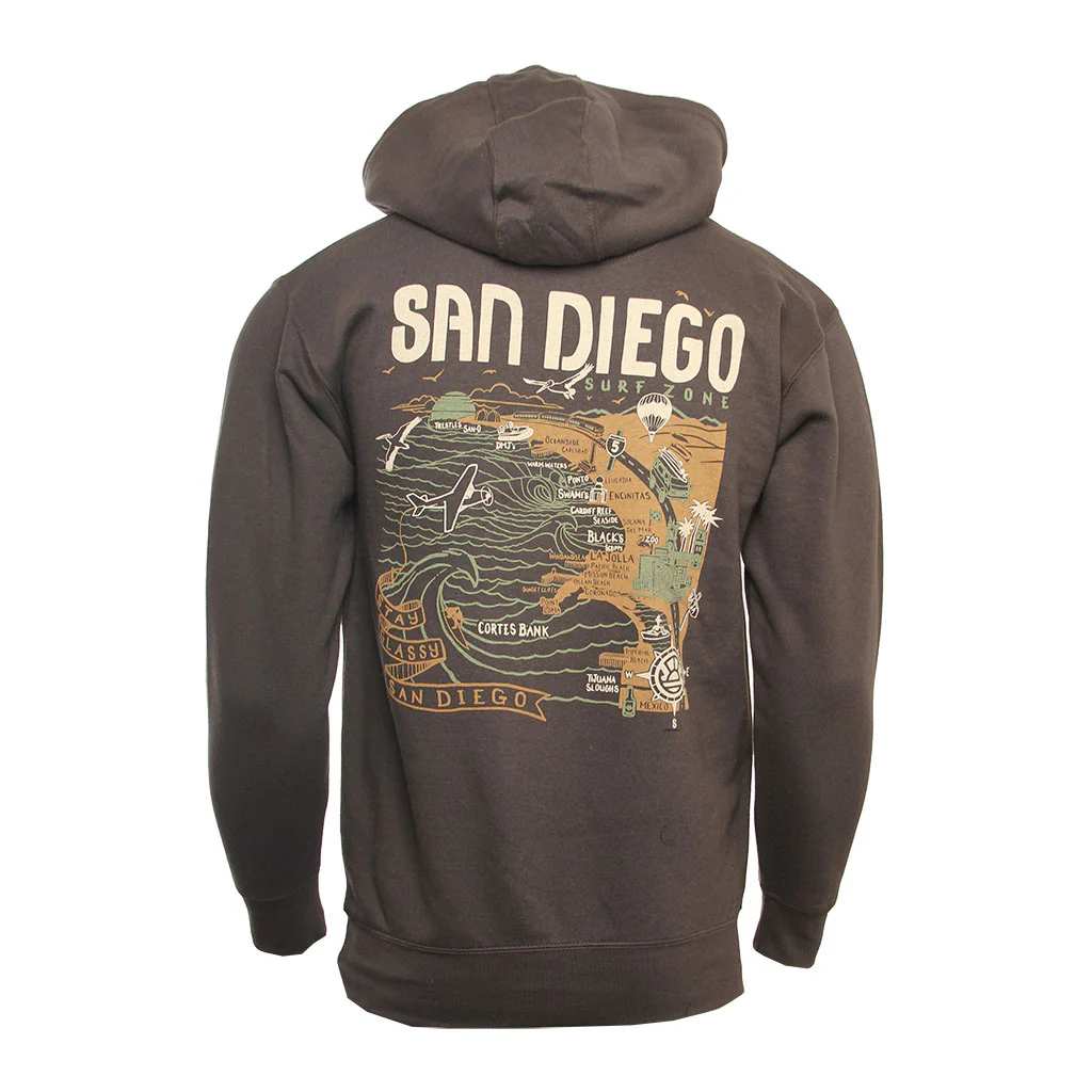 Hansen Mens Sweatshirt San Diego Map Hoody - Image 4