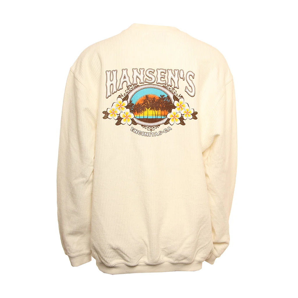 Hansen Womens Sweatshirt Paradise Palms Corded Crew - Image 2