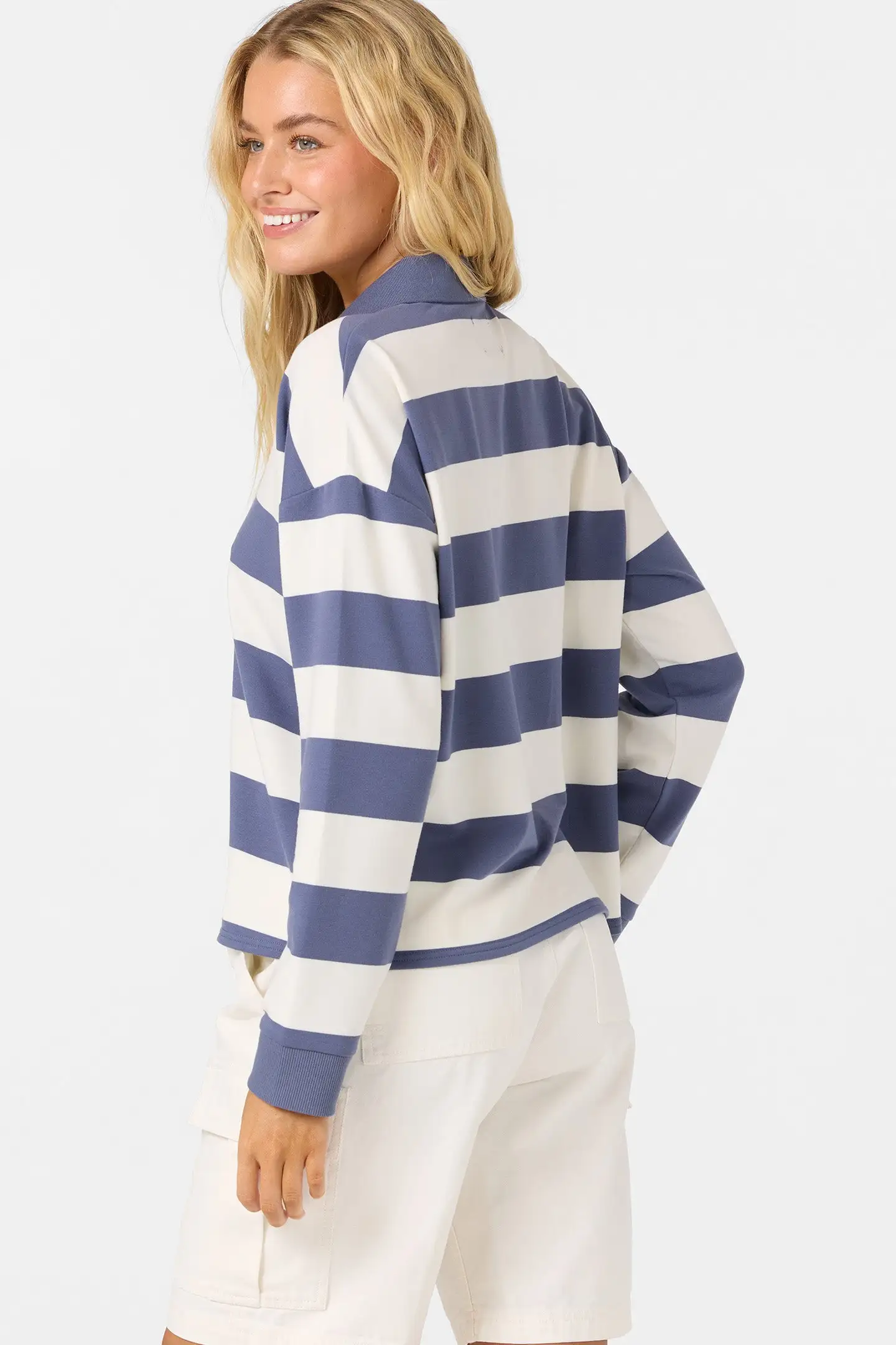 Oneill Womens Shirt O'Riginals Kyra Long Sleeve Crop Polo Top - Image 2