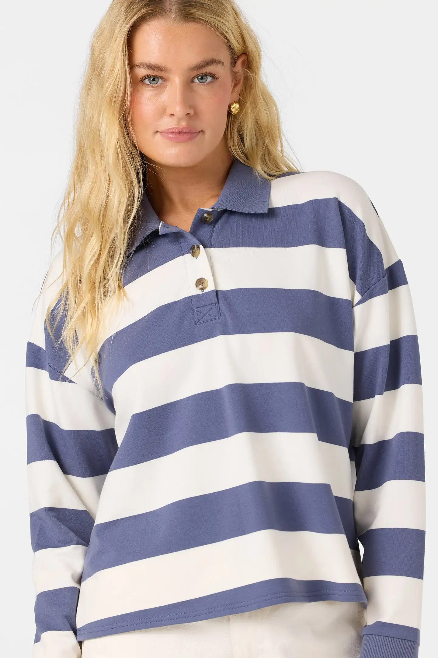 Oneill Womens Shirt O'Riginals Kyra Long Sleeve Crop Polo Top - Image 4