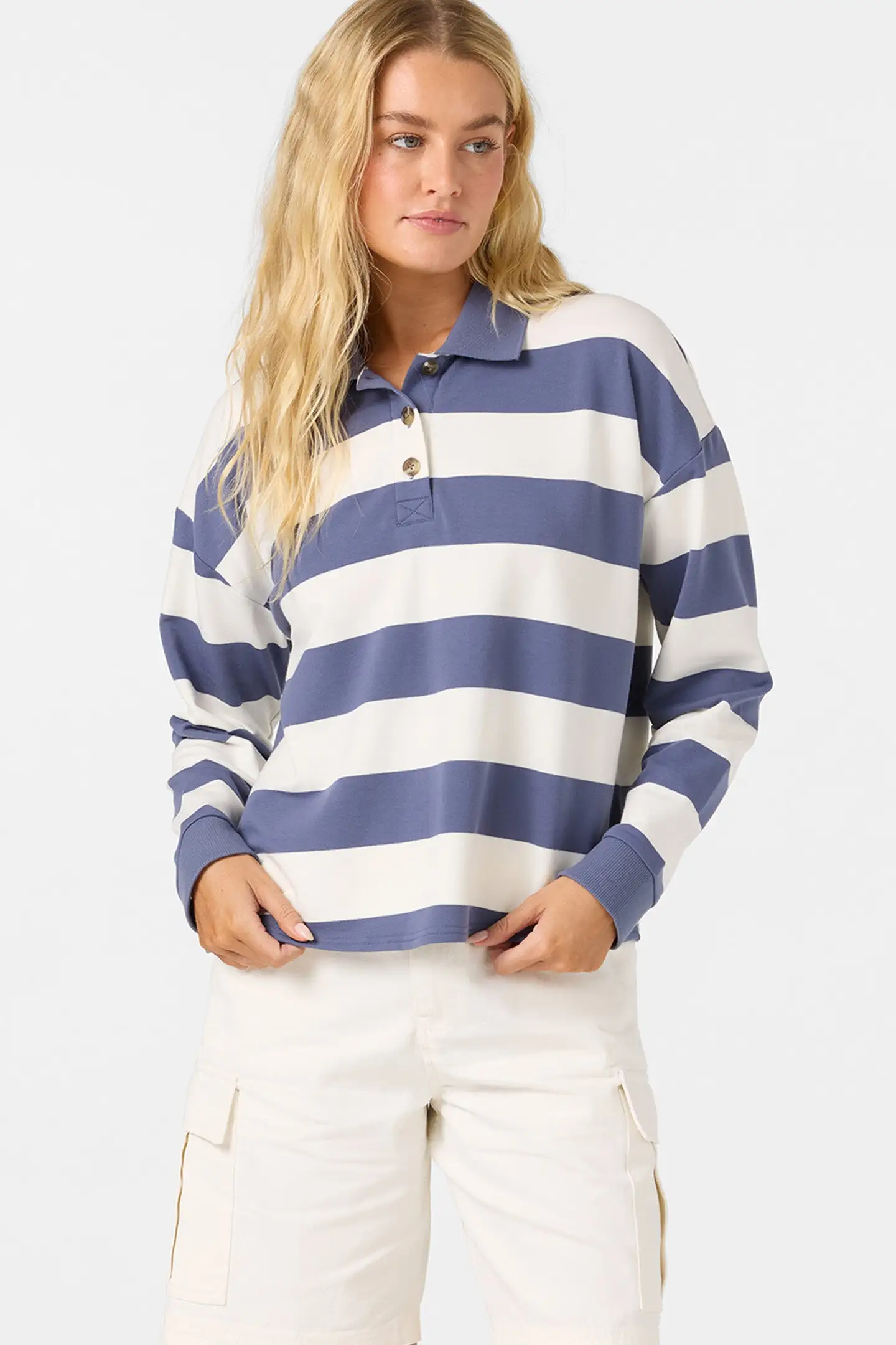 Oneill Womens Shirt O'Riginals Kyra Long Sleeve Crop Polo Top - Image 6