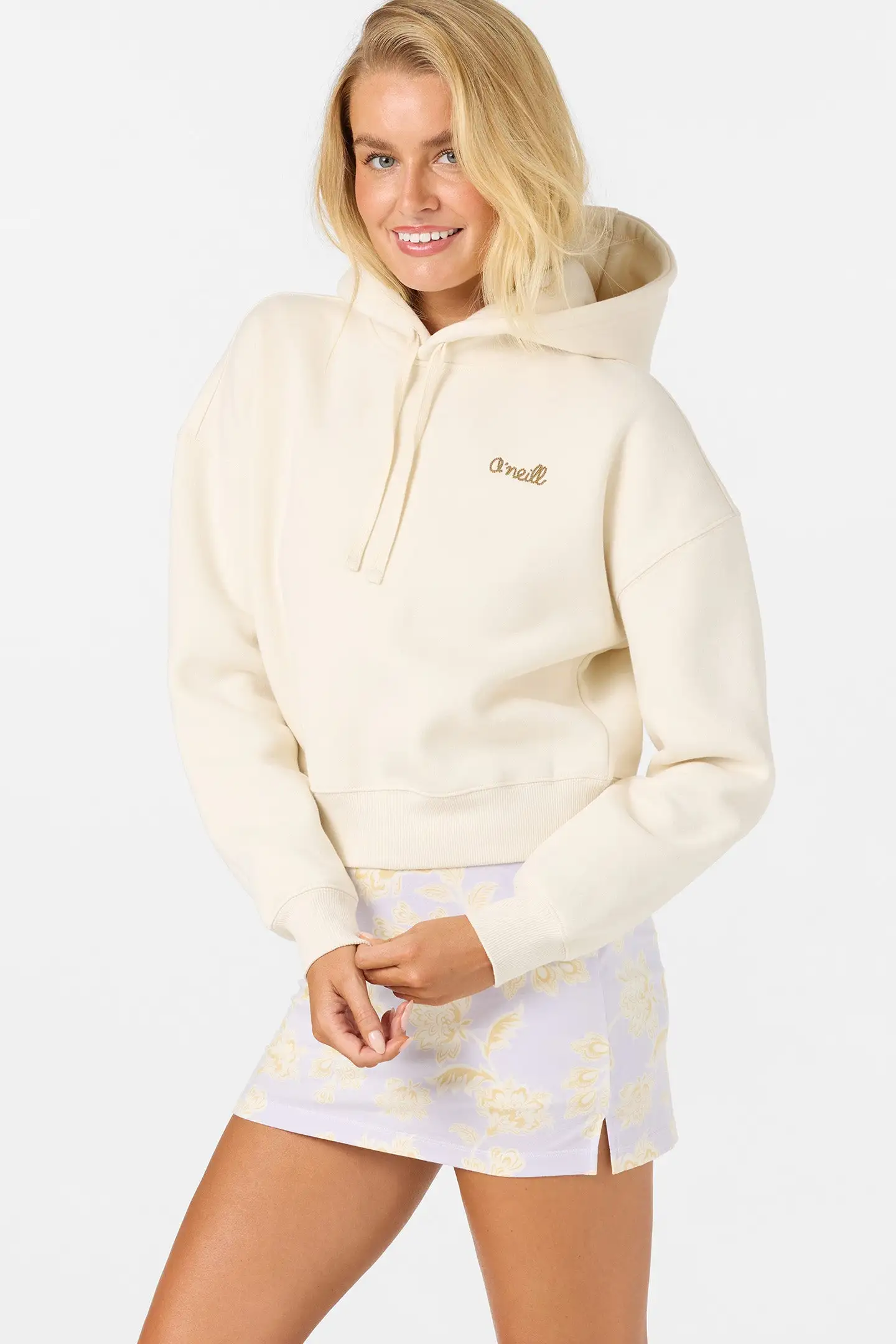 Oneill Womens Sweatshirt Arden Cropped Hoodie Pullover Fleece - Image 2