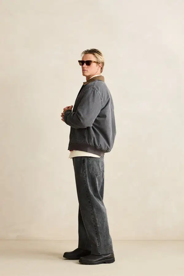 Rhythm Mens Jacket Washed Canvas Bomber - Image 3