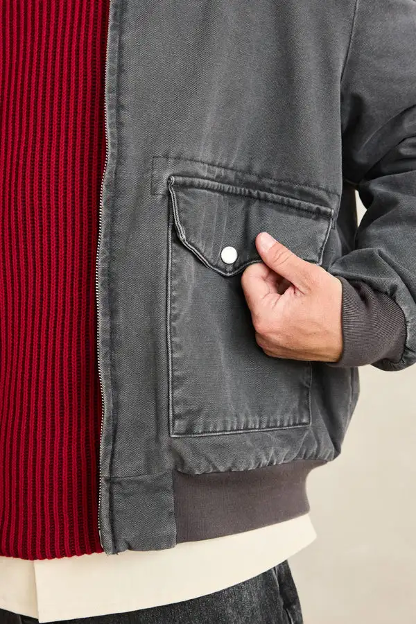 Rhythm Mens Jacket Washed Canvas Bomber - Image 9