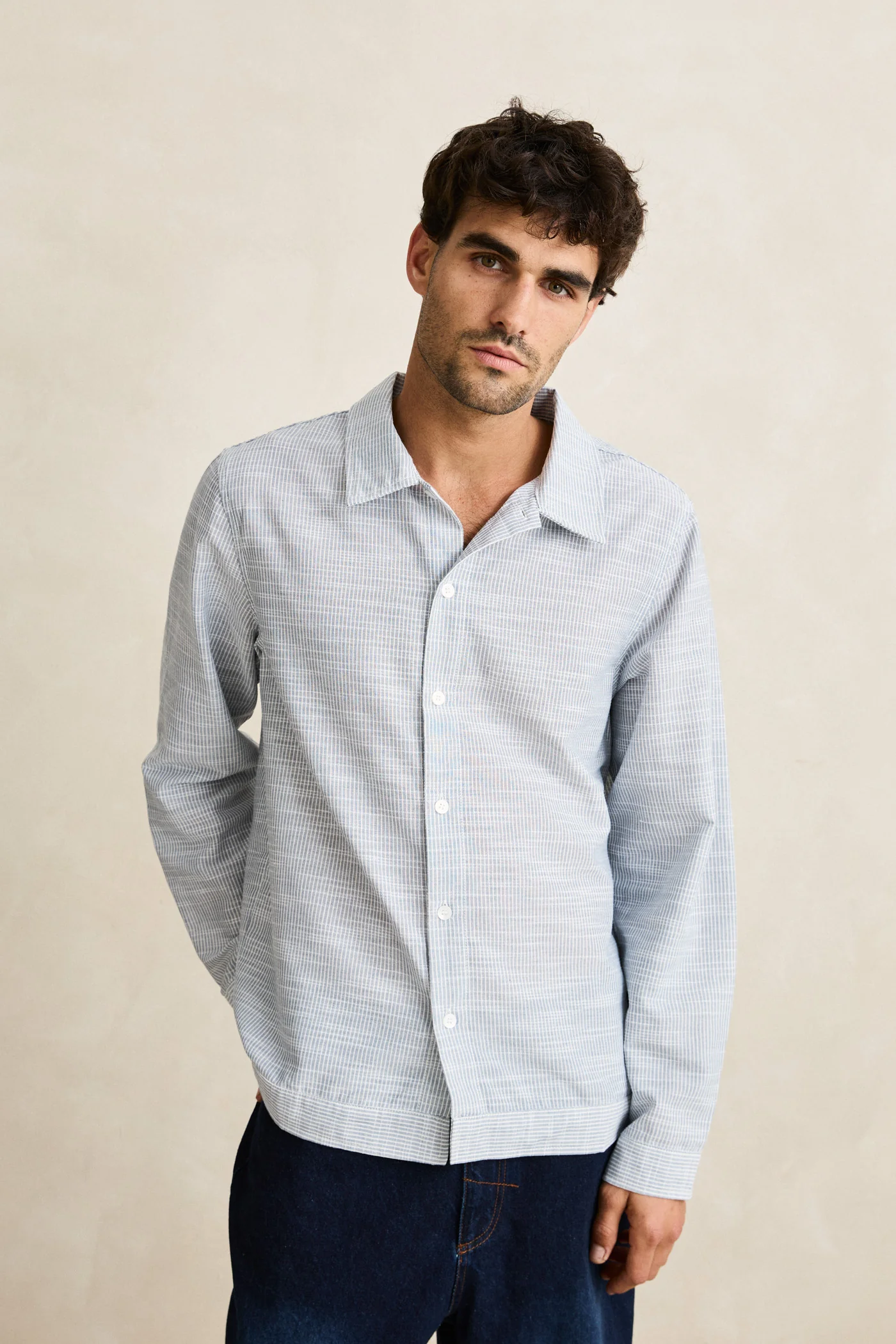 Rhythm Mens Shirt Striped Linen - Image 2