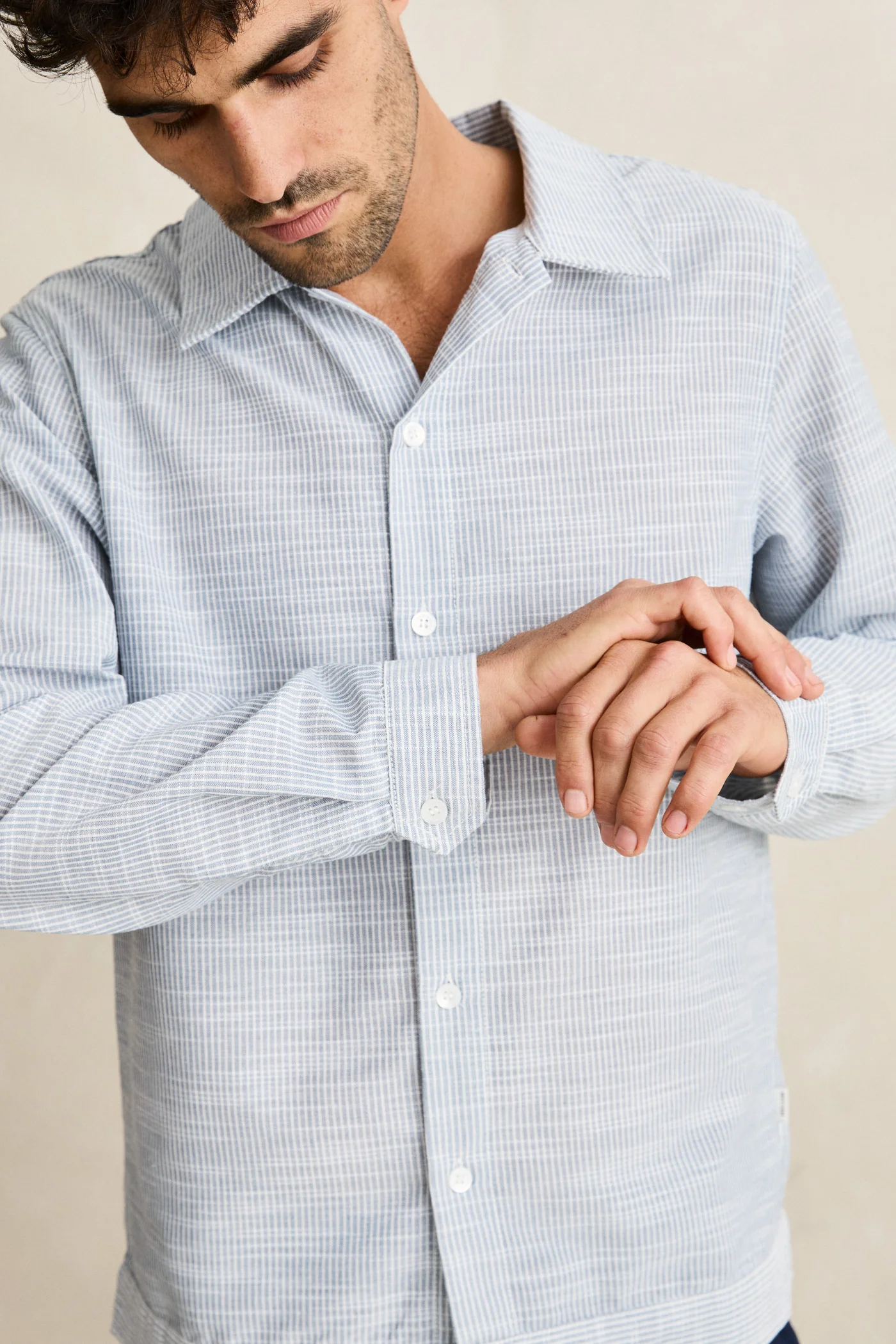 Rhythm Mens Shirt Striped Linen - Image 3