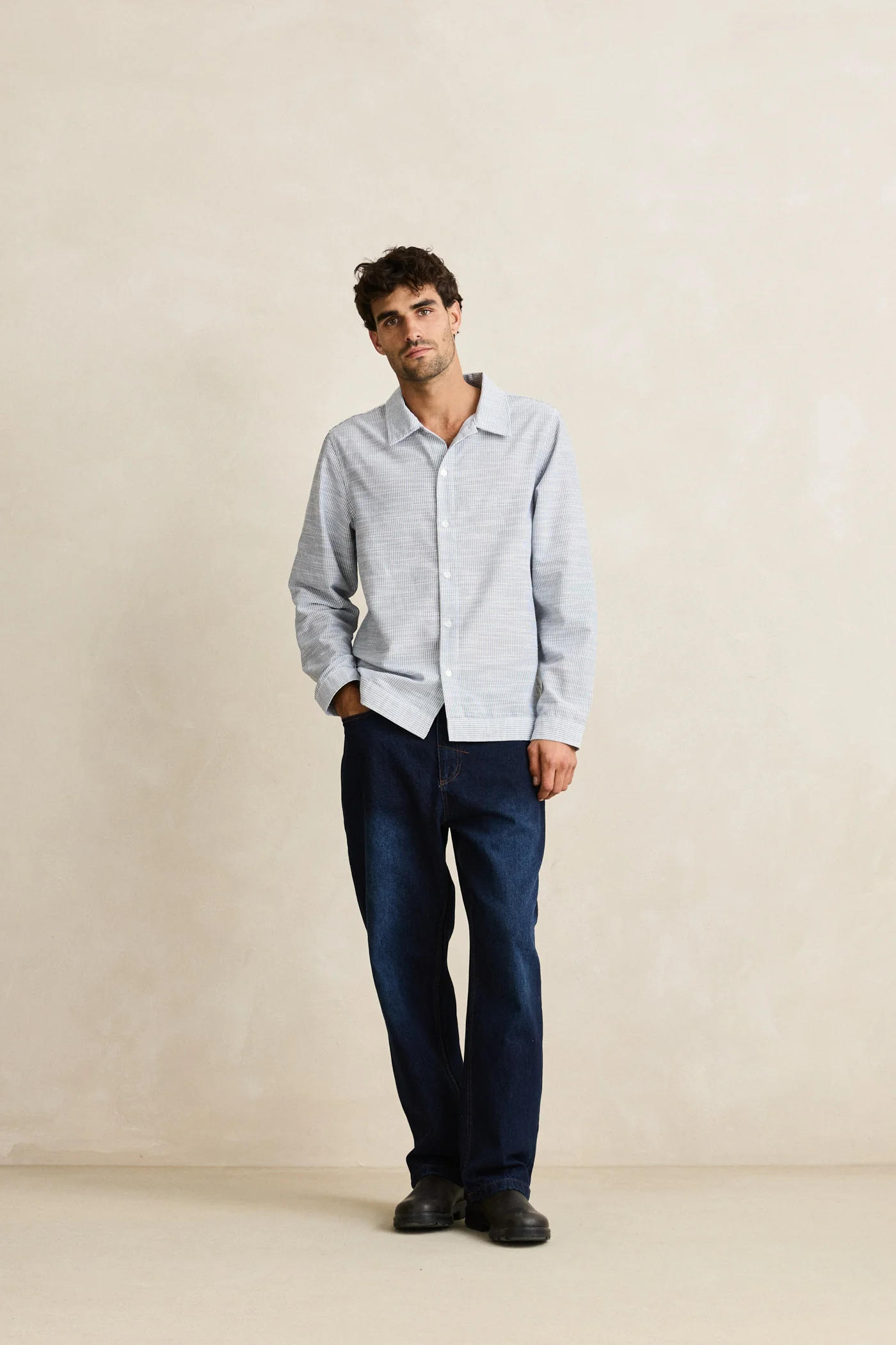 Rhythm Mens Shirt Striped Linen - Image 5