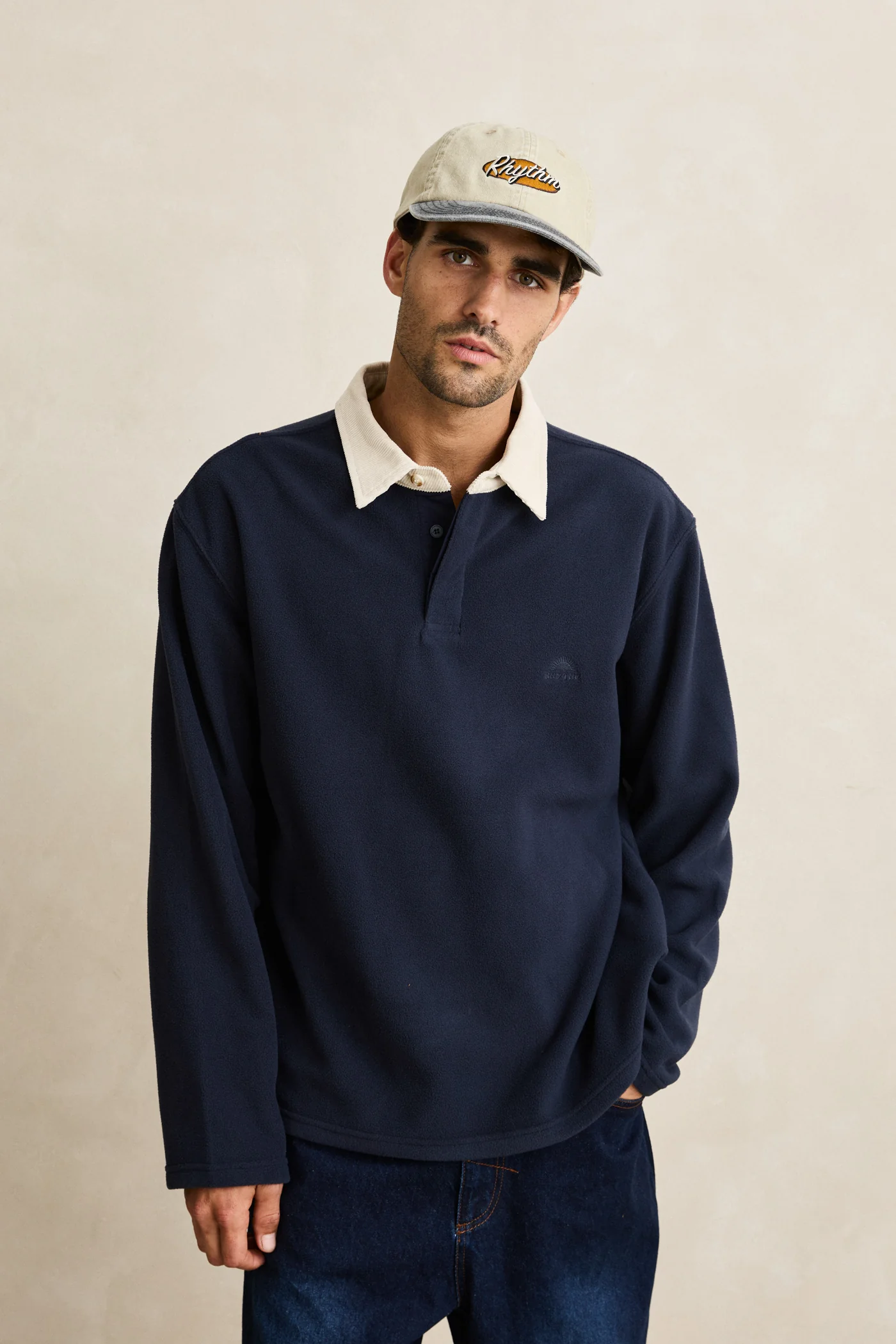 Rhythm Mens Sweatshirt Awake Polar Fleece Polo - Image 2