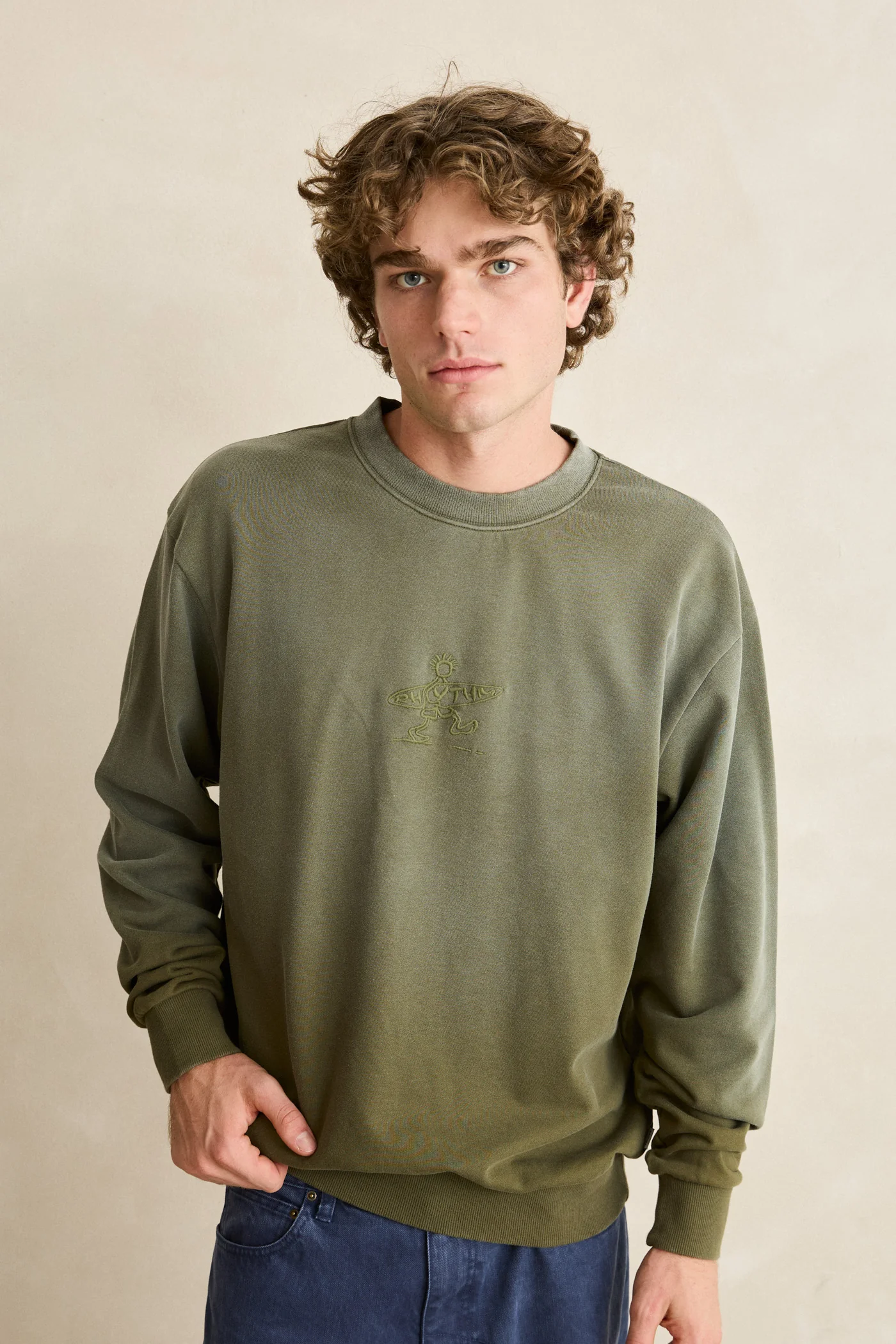 Rhythm Mens Sweatshirt Drifter Salt Wash Crew - Image 2