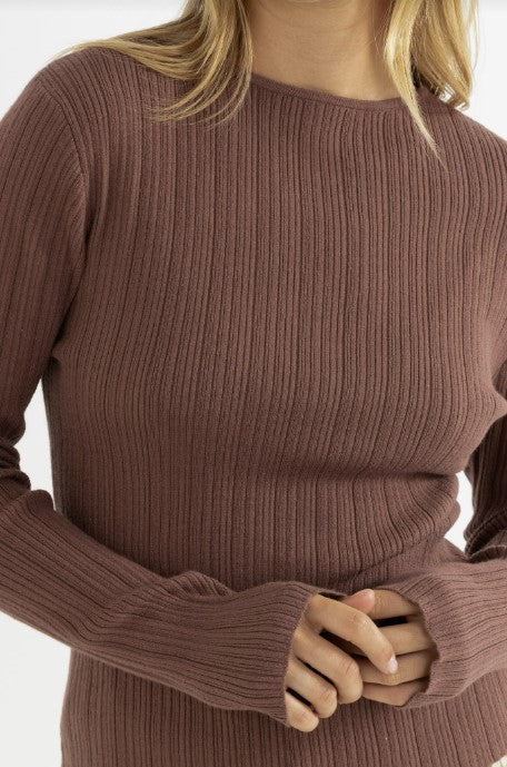 Rhythm Womens Shirt Essential Long Sleeve Knit Top - Image 2