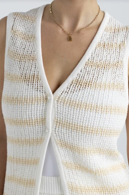 Rhythm Womens Tank Top Sol Stripe Longline Knit Vest - Image 3