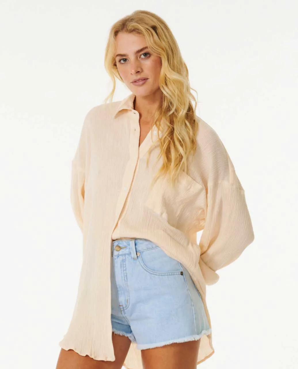 Rip Curl Womens Shirt Premium Linen Long Sleeve Button Through - Image 10