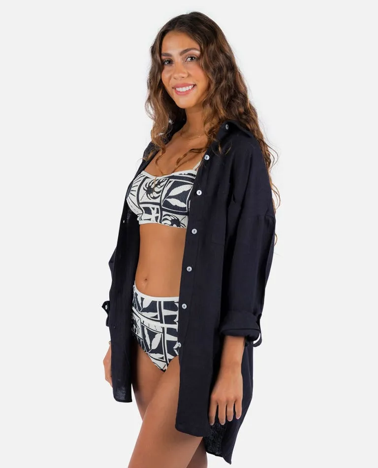Rip Curl Womens Shirt Premium Linen Long Sleeve Button Through - Image 14