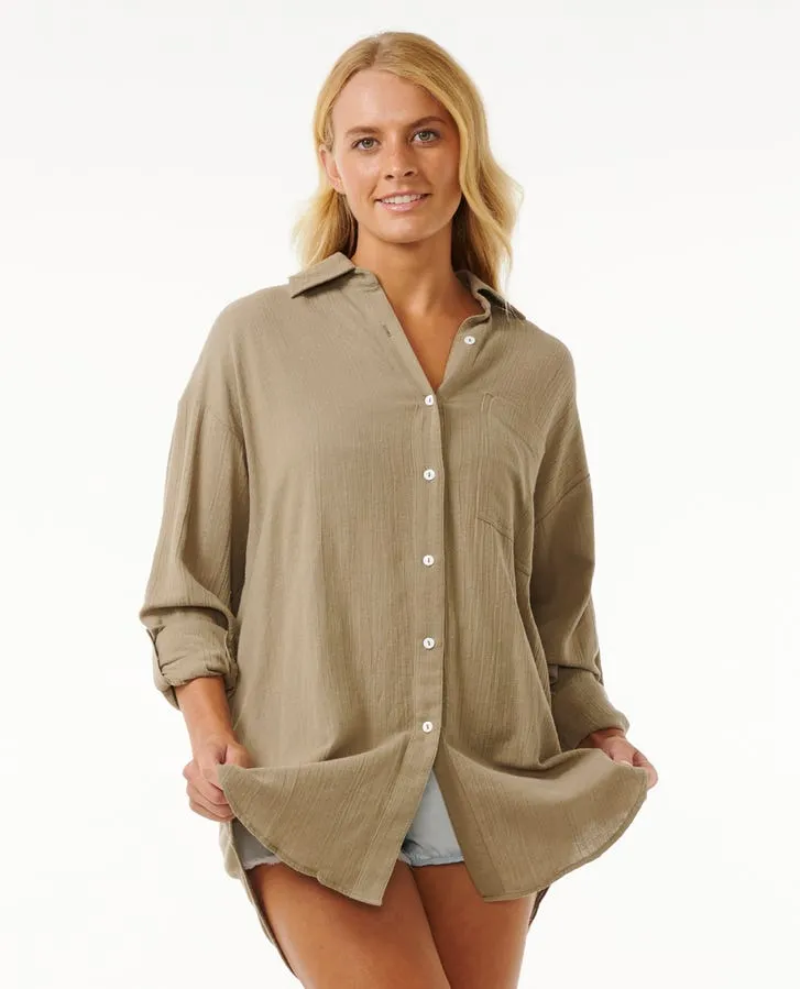 Rip Curl Womens Shirt Premium Linen Long Sleeve Button Through - Image 22