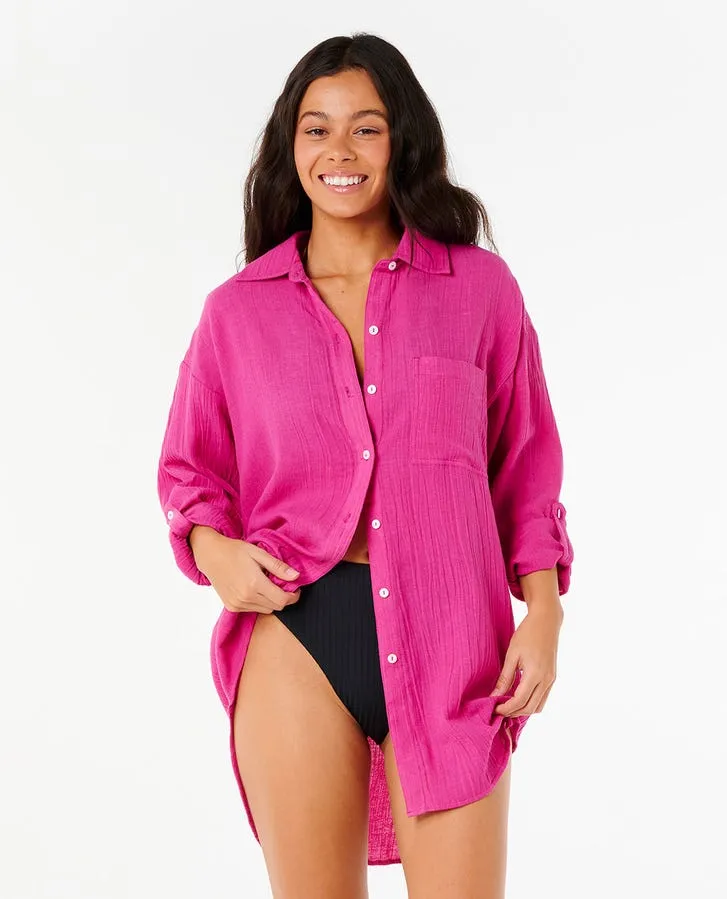 Rip Curl Womens Shirt Premium Linen Long Sleeve Button Through - Image 25