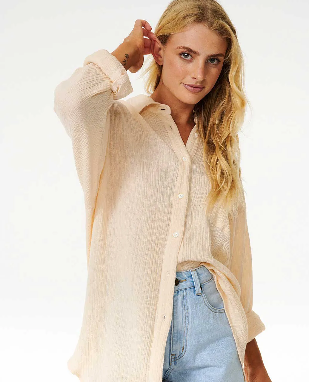Rip Curl Womens Shirt Premium Linen Long Sleeve Button Through - Image 8