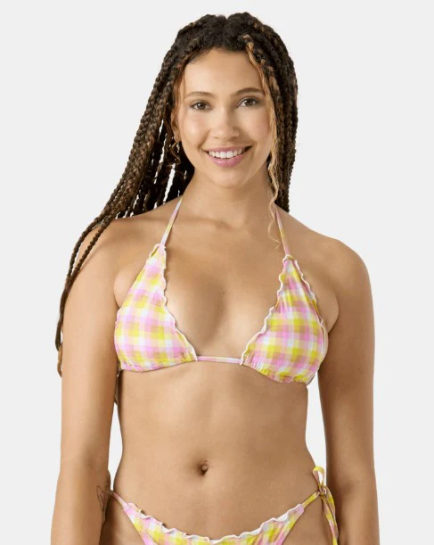 Roxy Womens Bikini Top Check Me Out Mini Tiki Tri With Ruffle Edge