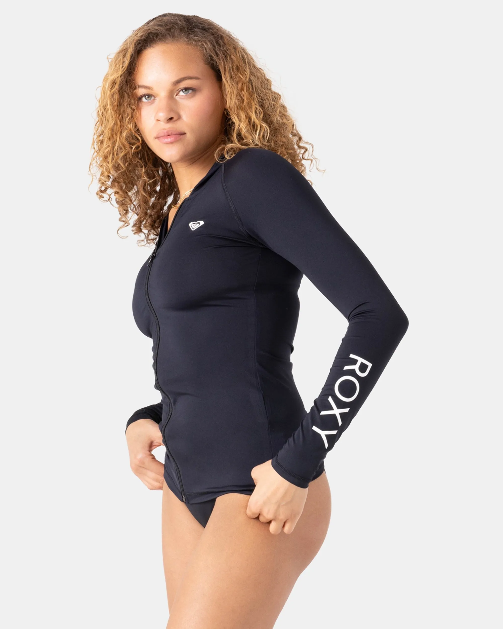 Roxy Womens Rashguard New Essentials Long Sleeve Hoodie Zipped - Image 5