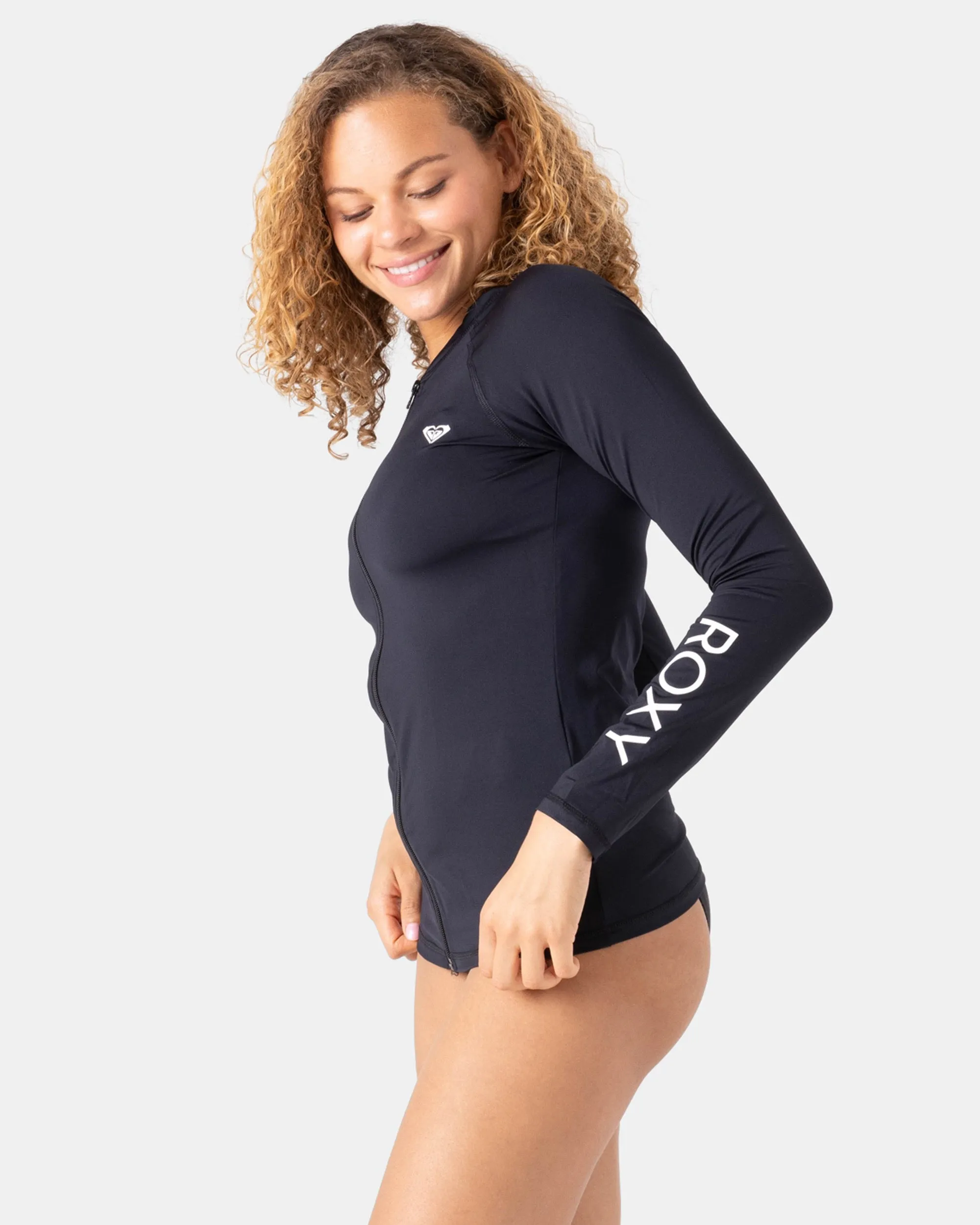 Roxy Womens Rashguard New Essentials Long Sleeve Zipped Lycra - Image 3