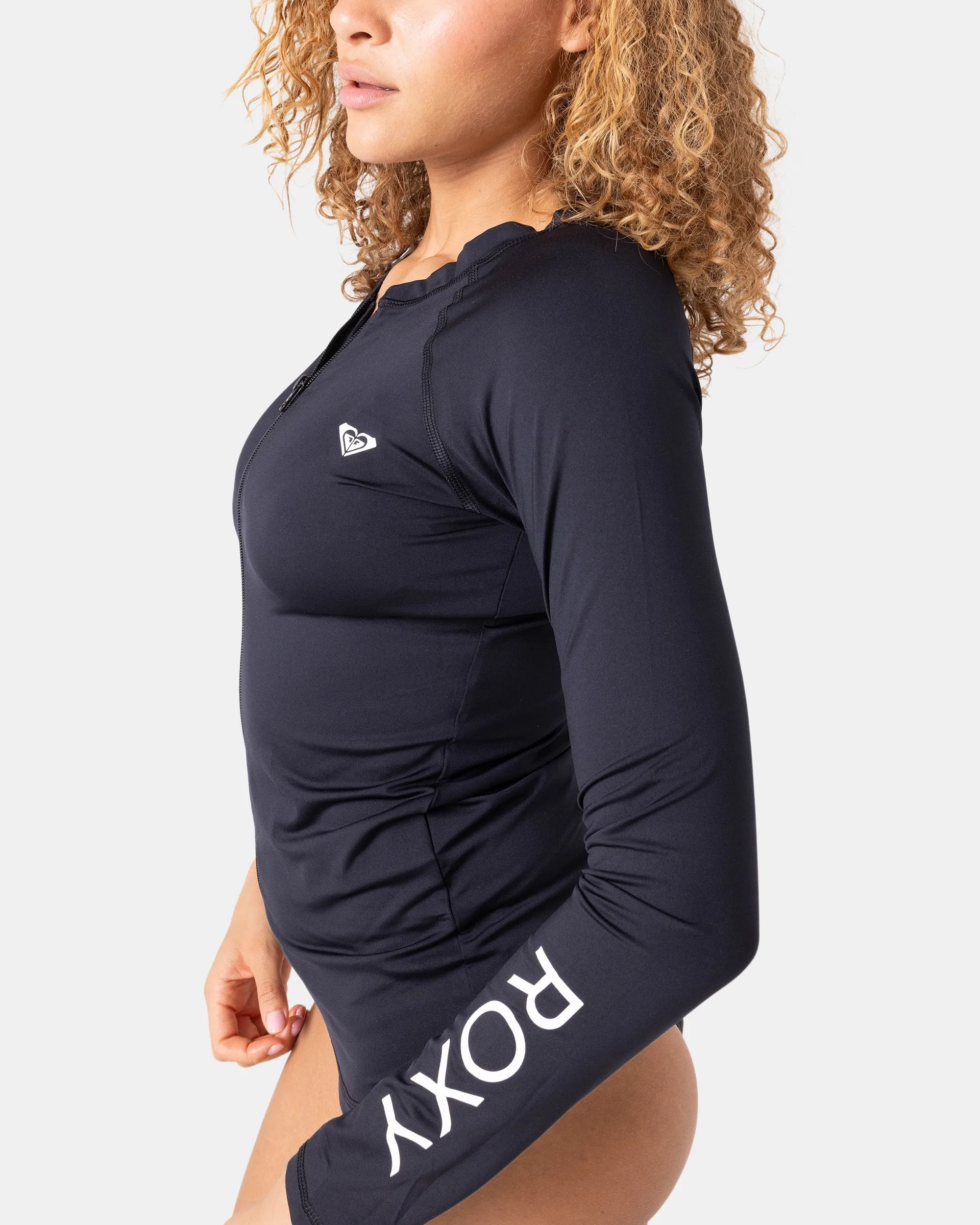 Roxy Womens Rashguard New Essentials Long Sleeve Zipped Lycra - Image 4