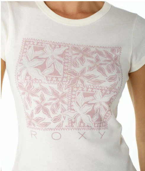 Roxy Womens Shirt Flower Tile 90S Baby Tee - Image 4