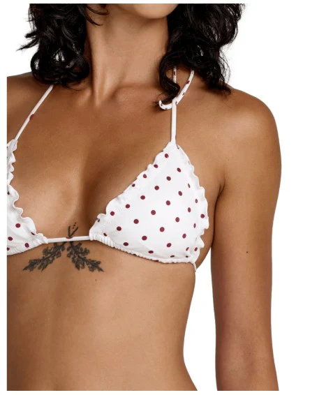 RVCA Womens Bikini Top Dot Ruffle Halter Tri - Image 4