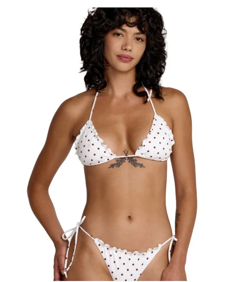 RVCA Womens Bikini Top Dot Ruffle Halter Tri - Image 5
