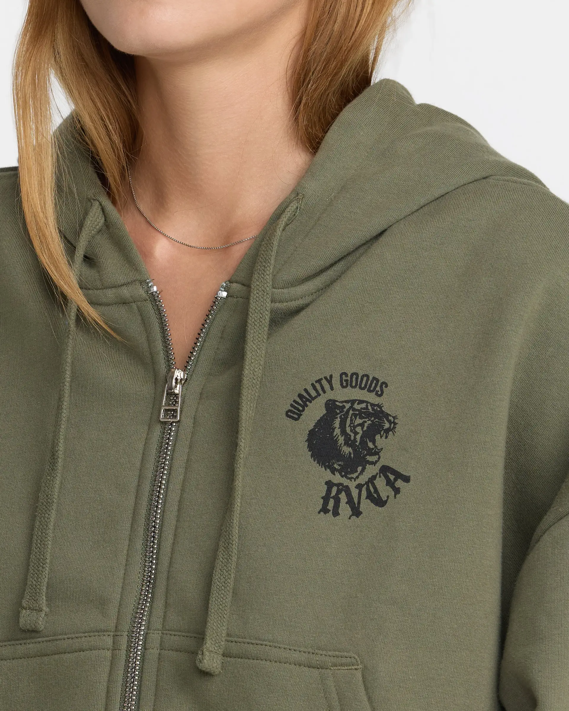 RVCA Womens Sweatshirt Big Cat Crop Zip Hoodie - Image 5