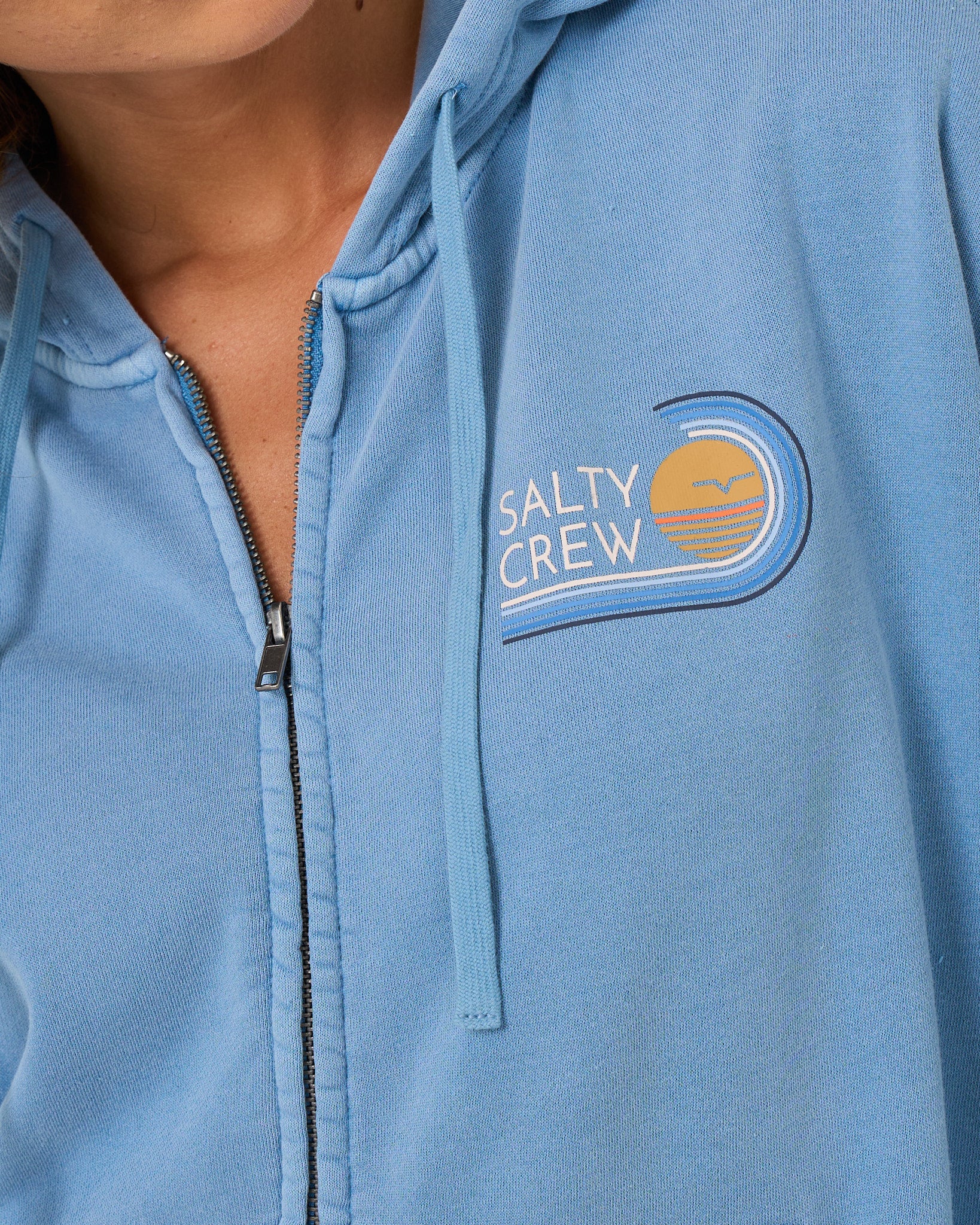 Salty Crew Womens Sweatshirt Ombre Wave Hooded Zip - Image 4